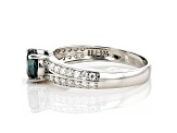 Green and colorless moissanite platineve promise ring 1.08ctw DEW.