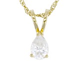 Moissanite 14k Yellow Gold Solitaire Pendant .43ct DEW