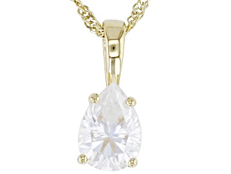 Moissanite 14k Yellow Gold Solitaire Pendant .75ct DEW