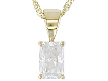 Picture of Moissanite 14k Yellow Gold Solitaire Pendant .70ct DEW