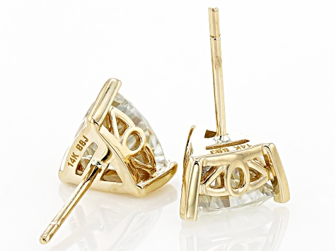 Moissanite 14k Yellow Gold Stud Earrings 2.00ctw DEW