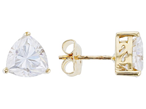 Moissanite 14k Yellow Gold Stud Earrings 3.20ctw DEW