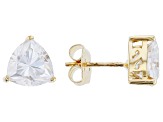 Moissanite 14k Yellow Gold Stud Earrings 3.20ctw DEW