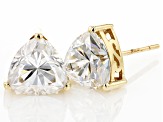 Moissanite 14k Yellow Gold Stud Earrings 3.20ctw DEW