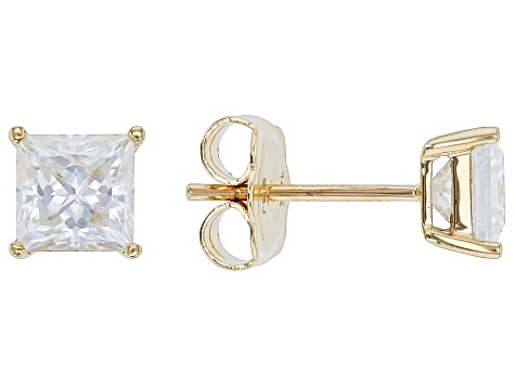 Moissanite 14k Yellow Gold Stud Earrings 1.40ctw DEW