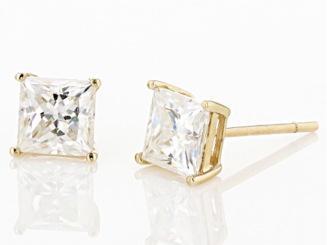 Moissanite 14k Yellow Gold Stud Earrings 1.40ctw DEW
