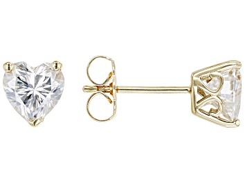 Picture of Moissanite 14k Yellow Gold Stud Earrings 1.60ctw DEW
