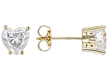 Picture of Moissanite 14k Yellow Gold Stud Earrings 2.40ctw DEW