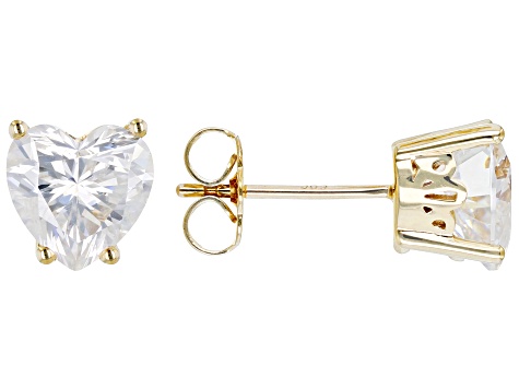 Moissanite 14k Yellow Gold Stud Earrings 3.00ctw DEW