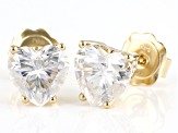 Moissanite 14k Yellow Gold Stud Earrings 3.00ctw DEW
