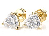 Moissanite 14k Yellow Gold Stud Earrings 3.60ctw DEW