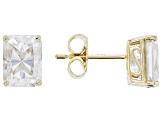 Moissanite 14k Yellow Gold Stud Earrings 3.60ctw DEW