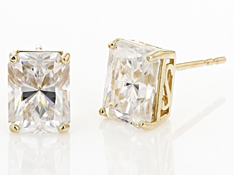Moissanite 14k Yellow Gold Stud Earrings 3.60ctw DEW
