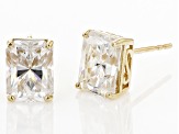 Moissanite 14k Yellow Gold Stud Earrings 3.60ctw DEW