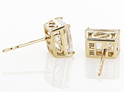 Moissanite 14k Yellow Gold Stud Earrings 3.60ctw DEW