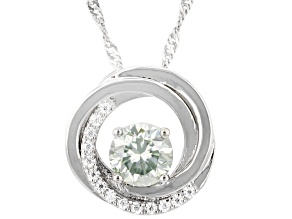 Green And Colorless Moissanite Platineve Pendant 1.64ctw DEW