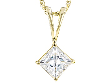 Picture of Moissanite 14k Yellow Gold Solitaire Pendant .90ct DEW