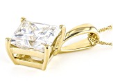Moissanite 14k Yellow Gold Solitaire Pendant 3.90ct DEW
