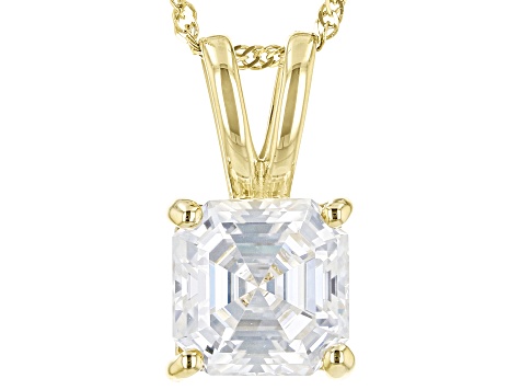 Moissanite 14k Yellow Gold Solitaire Pendant 1.85ct DEW