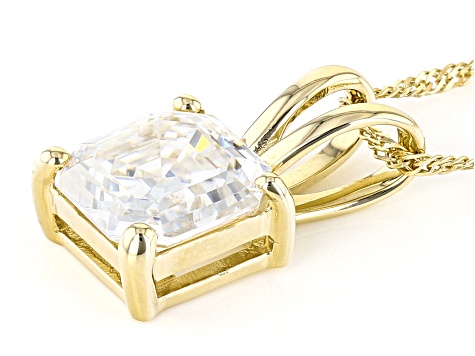 Moissanite 14k Yellow Gold Solitaire Pendant 1.85ct DEW