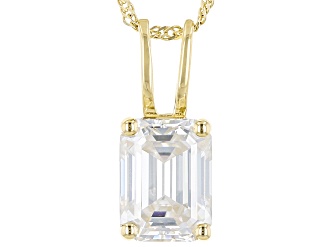 Moissanite 14k Yellow Gold Solitaire Pendant 1.75ct DEW