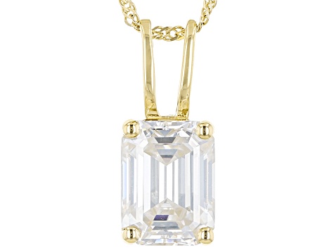 Moissanite 14k Yellow Gold Solitaire Pendant 1.75ct DEW