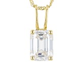 Moissanite 14k Yellow Gold Solitaire Pendant 1.75ct DEW