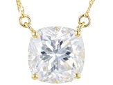Moissanite 14k Yellow Gold Solitaire Necklace 3.30ct DEW