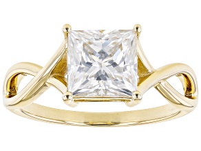 Moissanite 14k Yellow Gold Solitaire Ring 1.80ct DEW