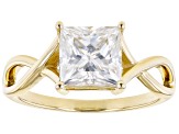 Moissanite 14k Yellow Gold Solitaire Ring 1.80ct DEW