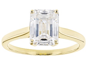 Moissanite 14k Yellow Gold Solitaire Ring 1.80ct DEW