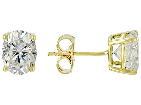 Moissanite 14k Yellow Gold Stud Earrings 3.00ctw DEW