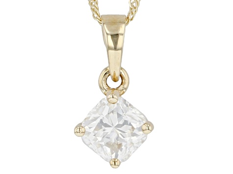 Moissanite 14k Yellow Gold Solitaire Pendant .60ct DEW