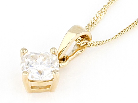 Moissanite 14k Yellow Gold Solitaire Pendant .60ct DEW