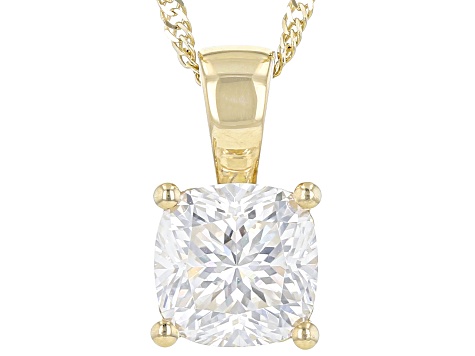Moissanite 14k Yellow Gold Solitaire Pendant 1.10ct DEW