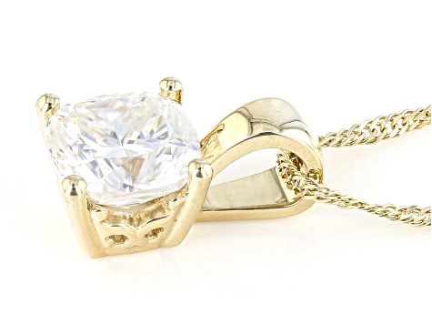 Moissanite 14k Yellow Gold Solitaire Pendant 1.10ct DEW