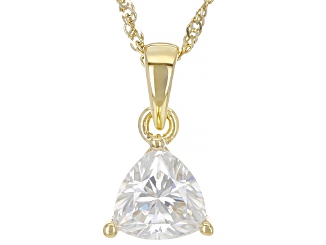 Moissanite 14k Yellow Gold Solitaire Pendant .70ct DEW