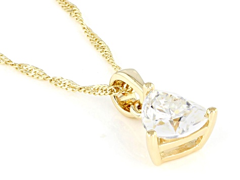 Moissanite 14k Yellow Gold Solitaire Pendant .70ct DEW