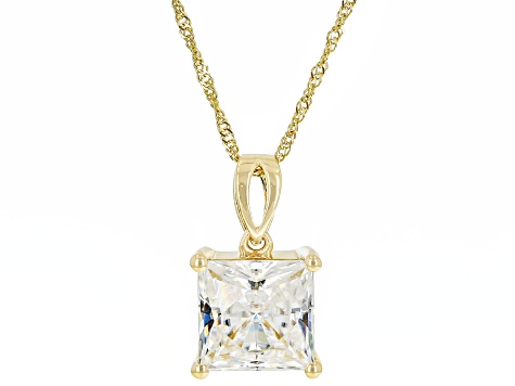 Moissanite 14k Yellow Gold Solitaire Pendant 4.30ct DEW