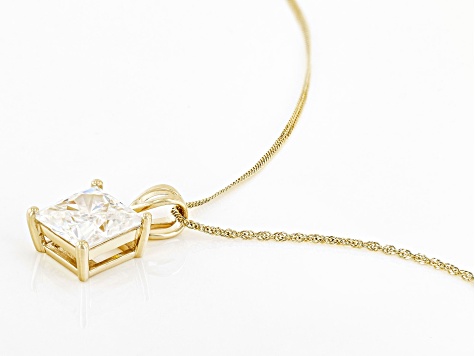 Moissanite 14k Yellow Gold Solitaire Pendant 4.30ct DEW