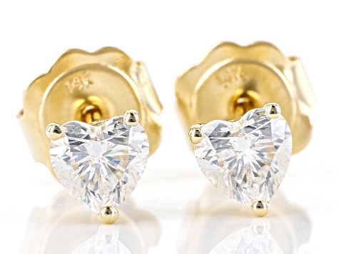 Moissanite 14k Yellow Gold Stud Earrings .68ctw DEW