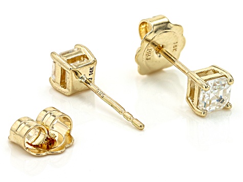 Moissanite 14k Yellow Gold Stud Earrings .74ctw DEW