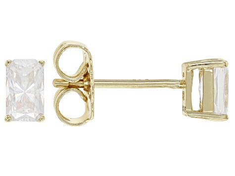 Moissanite 14k Yellow Gold Stud Earrings .66ctw DEW