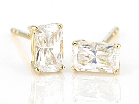 Moissanite 14k Yellow Gold Stud Earrings .66ctw DEW