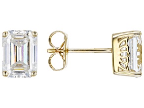 Moissanite 14k Yellow Gold Stud Earrings 3.50ctw DEW