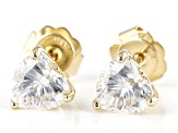 Moissanite 14k Yellow Gold Stud Earrings 2.00ctw DEW