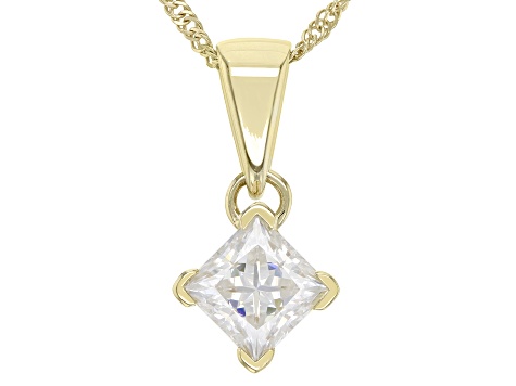 Moissanite 14k Yellow Gold Solitaire Pendant .70ct DEW