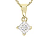 Moissanite 14k Yellow Gold Solitaire Pendant .70ct DEW