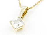 Moissanite 14k Yellow Gold Solitaire Pendant .70ct DEW