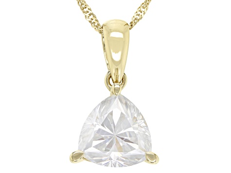 Moissanite 14k Yellow Gold Solitaire Pendant 1.60ct DEW